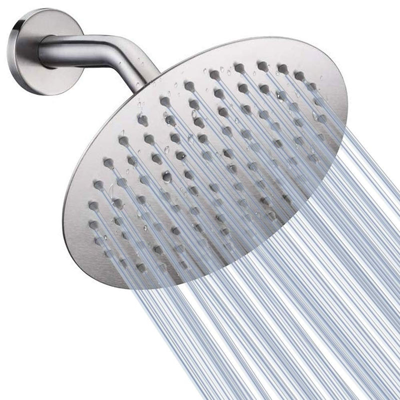 NearMoon Rain Shower Head, Ultra-Thin Design-Pressure Boosting, Awesome Some Experience, High Flow Stainless Steel Rainfall Head (8 Inch,Brushed Nickel) 8 Inch Brushed Nickel