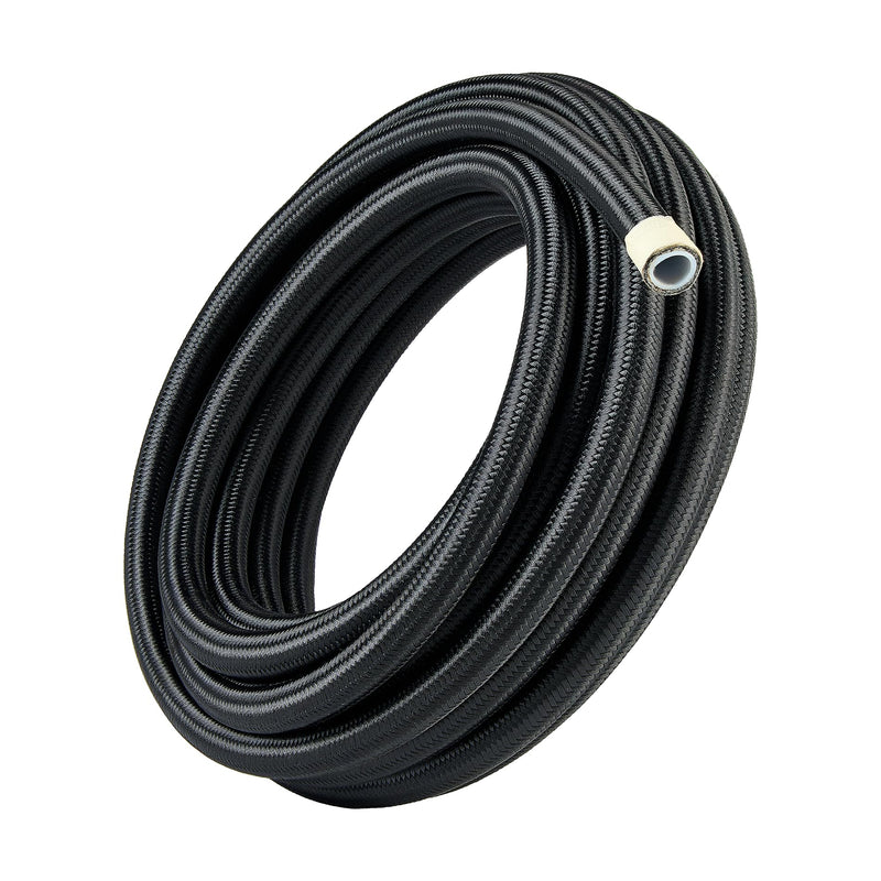 EVIL ENERGY 6AN PTFE Fuel Hose Line, AN6 Fuel Line E85 Nylon Braided 10FT Black 5/16 Inch ID 6AN 10FT