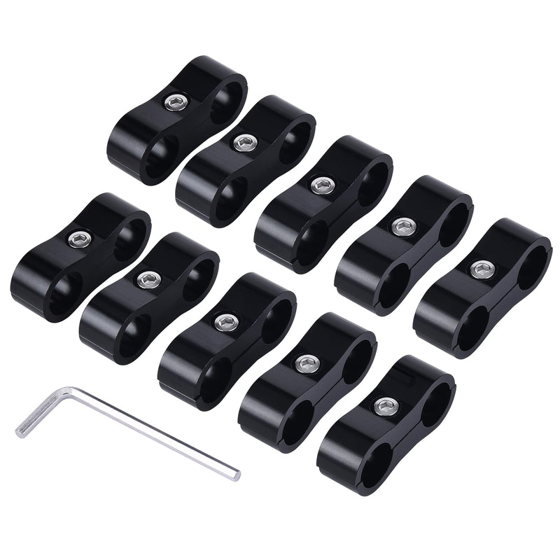 EVIL ENERGY 6AN Hose Separator Clamp, AN6 Fuel Line Mounting Clamp Aluminum Black 4PCS 4