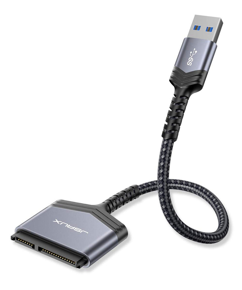 [AUSTRALIA] - JSAUX SATA to USB A Cable, USB A 3.0 to 2.5” SATA III Hard Drive Adapter Aluminum Shell Nylon Cord External Converter for SSD/HDD Data Transfer-Grey USB 3.0-SATA Grey