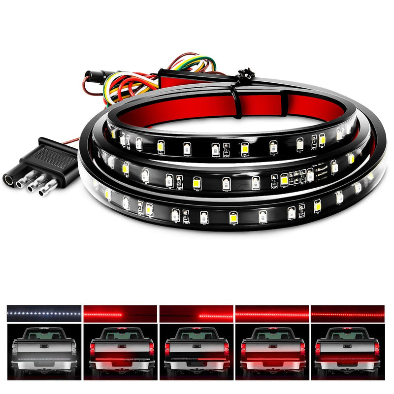 Nilight 48”/49” LED Tailgate Light Strip 90 LED Red/White for Running Light Brake / Turn Signal / Reverse Light，2 Years Warranty 48" Tailgate Light Strip