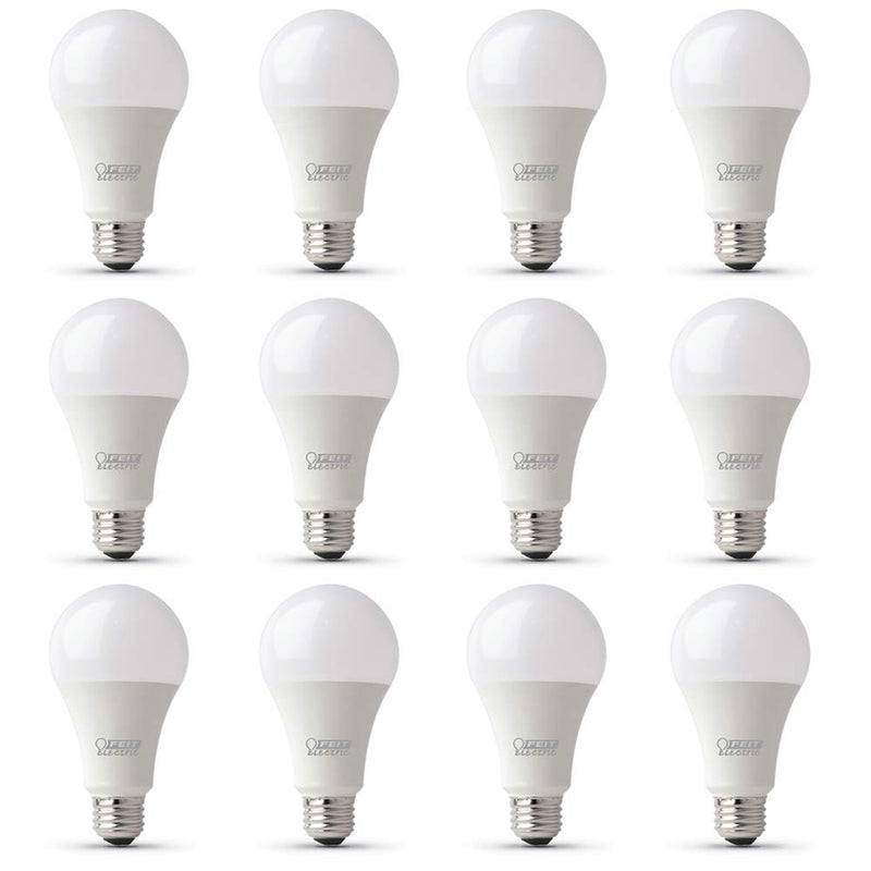 Feit Electric A19 100W Equivalent LED Light Bulbs, Dimmable LED Bulbs, 3000k Bright White, 1600 Lumens, 22 Year Lifetime, CRI90, UL Listed, 12 Pack, OM100DM/930CA/2/6