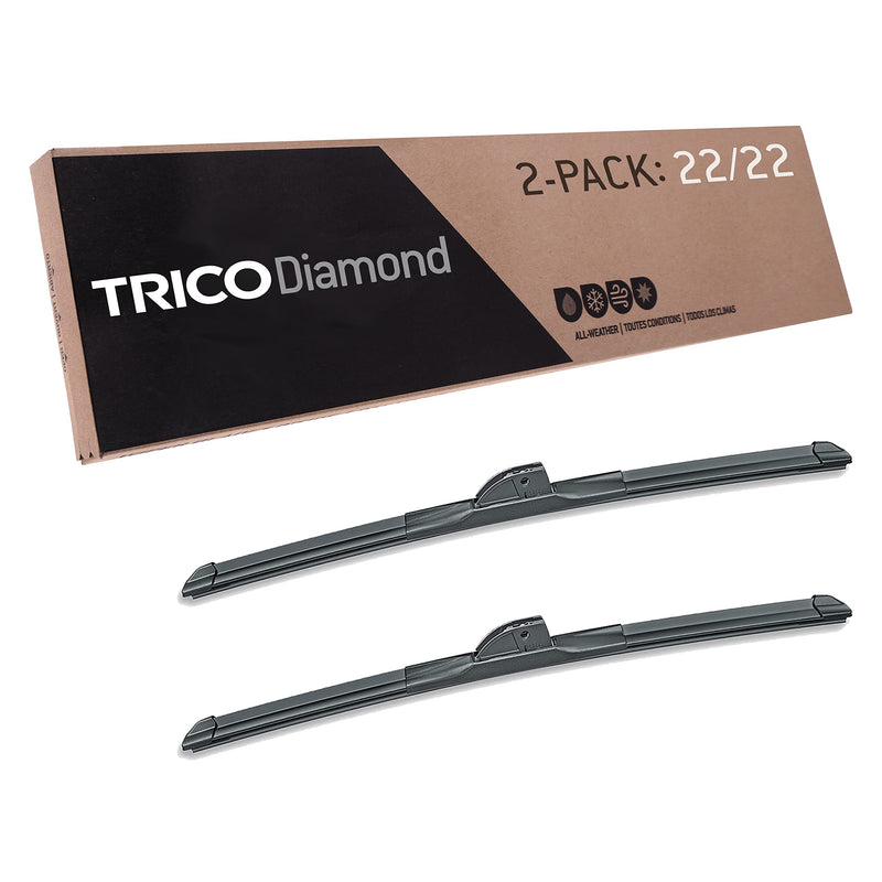 TRICO Diamond 22" + 22" Premium Automotive Replacement Windshield Wiper Blades (Set of 2), Passenger and Driver Side All-Weather Beam Wiper Blades for Select Vehicle Models 22" + 22" Pair Pack