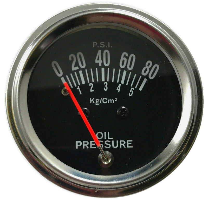 Sherco-Auto Sun East Chrome 2" Inch Mechanical Oil Pressure Gauge Kit 0-80 PSI