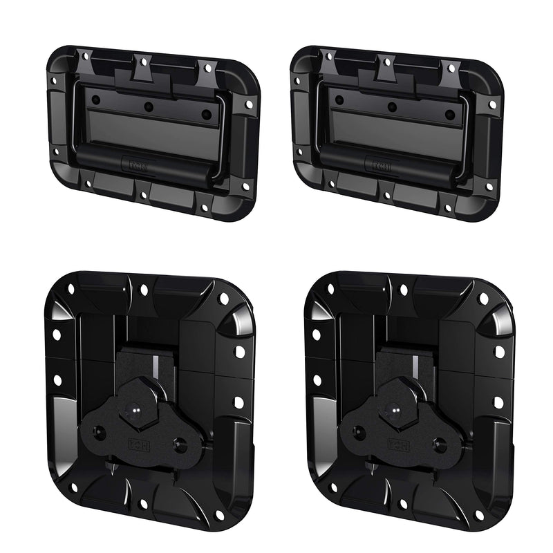 TCH Hardware 2 Pack Recessed Spring Loaded Handle & Twist Latch Kit - Lightweight Nylon & Steel Recessed Spring Loaded Handle & Twist Latch Kit (2 Pack)