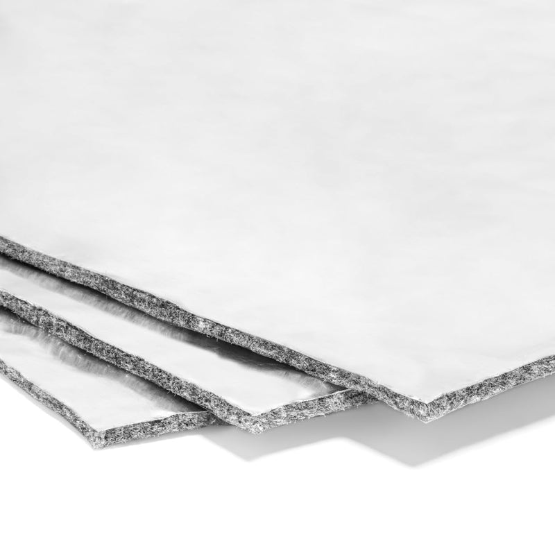 Second Skin Thermal Block - Automotive Heat Shield - Reflective Aluminum, PET Fibers, Peel & Stick (2 sq ft, 1 Sheet, Flat Foil) - Made in USA 2 Sq Ft, 1 Sheet, Flat Foil