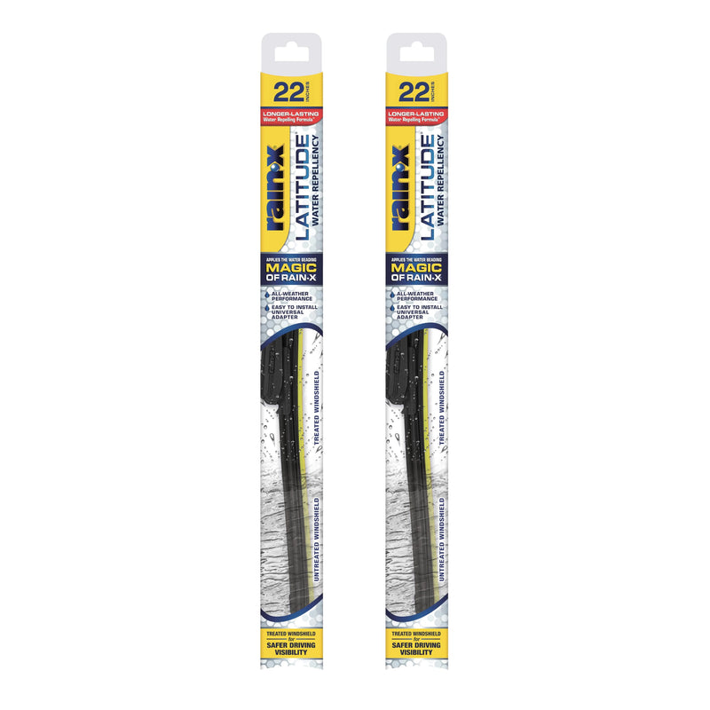 Rain-X 810165 Latitude 2-In-1 Water Repellent Wiper Blades, 22 Inch Windshield Wipers (Pack Of 2), Automotive Replacement Windshield Wiper Blades With Patented Rain-X Water Repellency Formula 22" and 22"