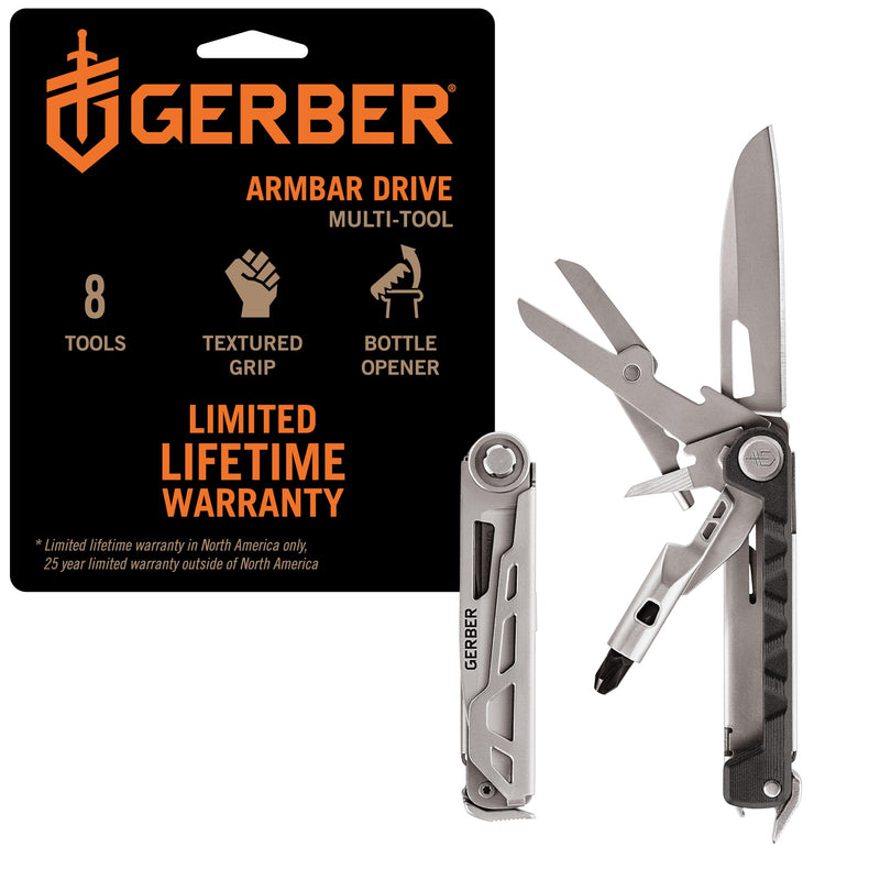 Gerber Gear Armbar Drive 8-in-1 Pocket Knife EDC Multitool with Screwdriver, 2.5" Blade, Onyx