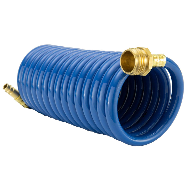 RecPro RV Exterior Shower Hose | 15' Blue Coiled Hose | Optional Flexible Quick Connect Sprayer | UV Resistant (No Sprayer) No Sprayer