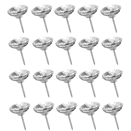 ZAYI 20mm Diamond Crystal Upholstery Nails Buttons Tacks Sofa Headboard Furniture Tacks Wall Decor 20pcs (20mm) 20 mm