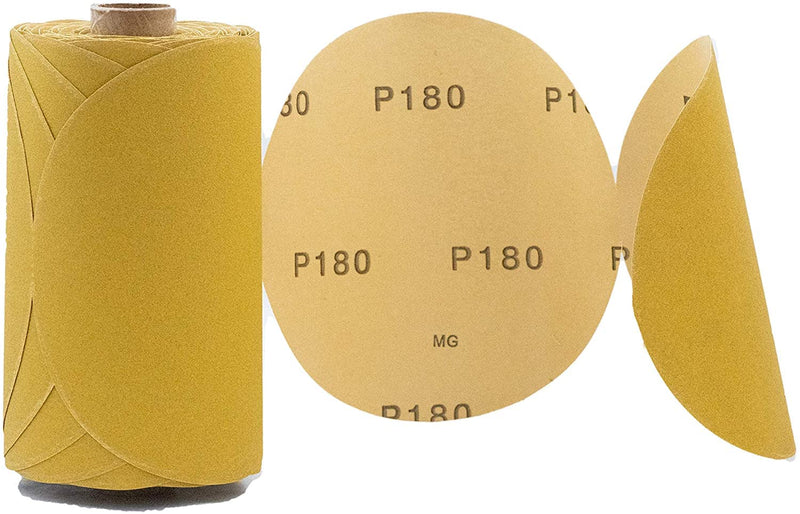 Gritly - 6" PSA DA Sanding Discs - Adhesive Backed Sandpaper Discs - Attachement for Orbital Power Sanders - Sandpaper Roll - Automotive, Wood & Metal Working (180 Grit) 180 Grit