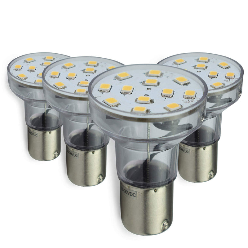 Leisure LED RV Trailer Motorhome LED Spot Light Bulb Natural White 4500K - 1156 1139 1141 1383 LED Bulb 2 Watt 275 Lumen 10-30Volt 12Volt for RV Camper Trailer Marine Boat (4-Pack Long Neck) 4-Pack Long Neck