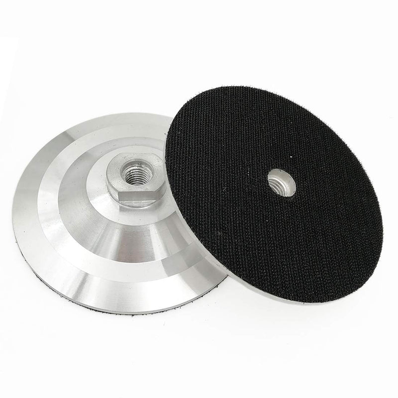 SHDIATOOL 5 Inch Backer Pad or Backing pad of Aluminum Body with 5/8-Inch-11 Thread for Diamond Pads(2-Pack) Aluminum silver 2