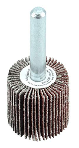 Weiler 30722 1" x 1" x 120AO Wolverine Coated Abrasive Flap Wheel, 1/4" Stem (Pack of 10), Red 1" Dia 120 Grit