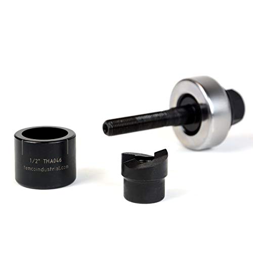  [AUSTRALIA] - TEMCo TH0391-1/2 Conduit Hole Size Knockout Punch Unit with Manual Draw Stud – (0.86" – Actual Hole Size) (Conduit Hole Size) 1/2" Knockout Punch