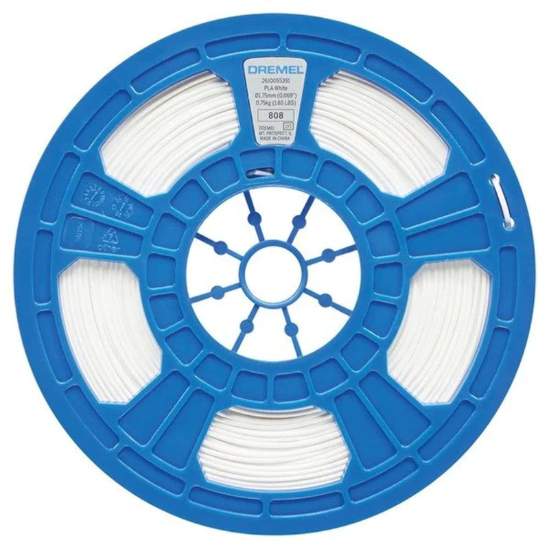 Dremel DigiLab PLA-WHI-01 3D Printer Filament, 1.75 mm Diameter, 0.75 kg Spool Weight, Color White, RFID Enabled, New Formula and 50 Percent More per Spool 7.6 x 7.5 x 2.7
