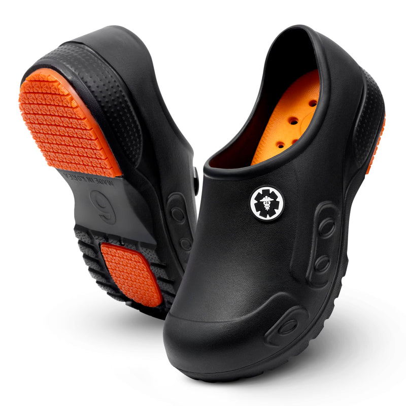 YUNGPRIME Men's and Women's Slip-Resistant Work Shoes - Nursing - Chef Shoes 8-8.5 Wide Women/6-6.5 Wide Men Black