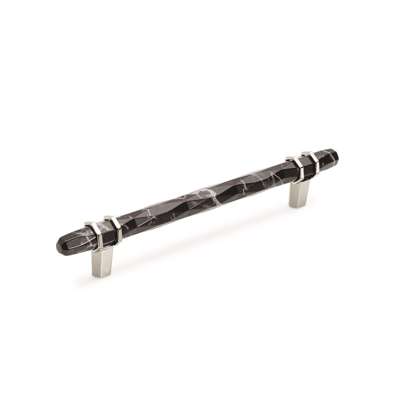 Amerock | Cabinet Pull | Marble Black/Polished Nickel | 6-5/16 inch (160 mm) Center-to-Center | Carrione | 1 Pack | Drawer Pull | Drawer Handle | Cabinet Hardware