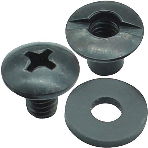 Black Chicago Screw - Thru Hole Binding Post Kit 1/8, 1/4, 3/8, 1/2 Inch Machine Screw Fasteners + Rubber Washers, QuickClipPro Kydex Leather Holster Sheath 1/8" Flat Head - 25 Pack