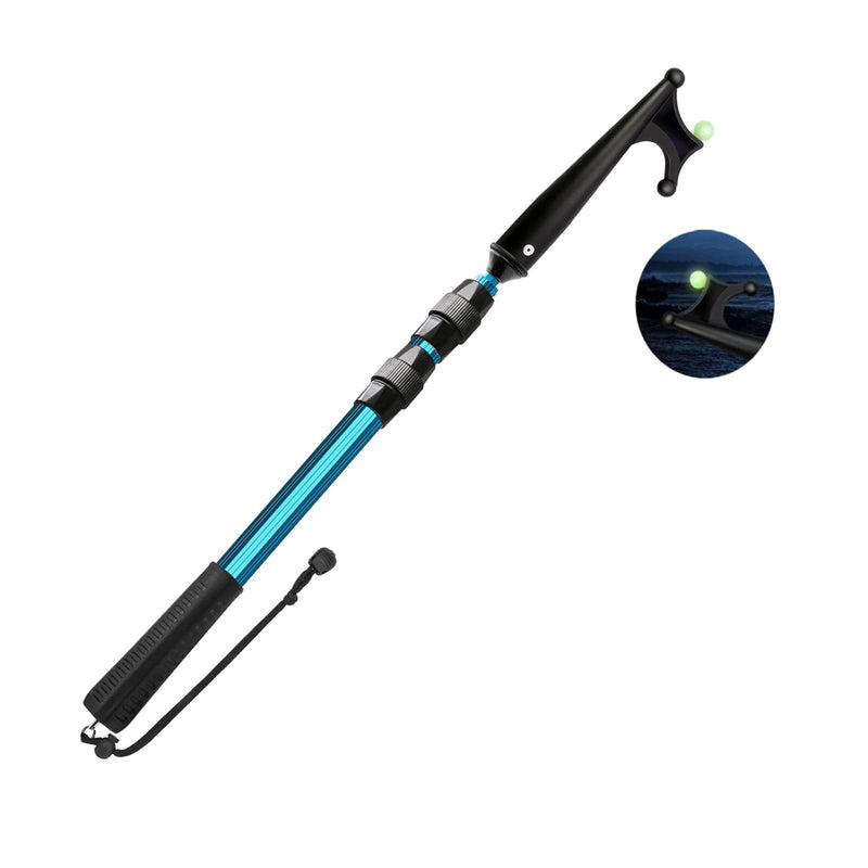 SANLIKE Telescopic Boat Hook for Docking, Extendable Marine Docking Pole with Luminous Design, Rust-Resistant Aluminum, Non-Slip Handle, Lightweight Boat Accessories for Kayak Fishing Pontoon blue