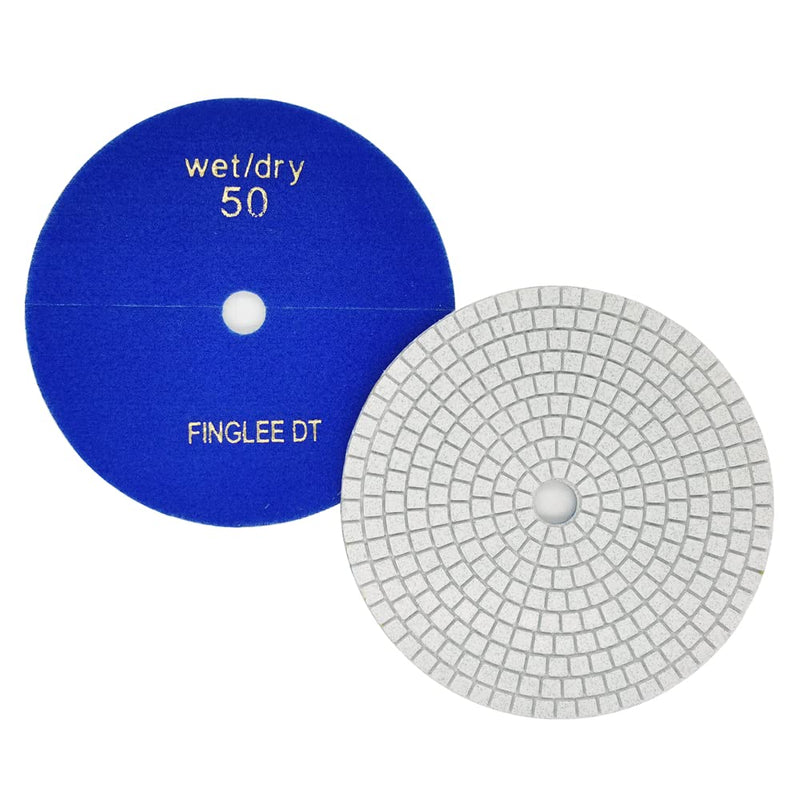 1Pc 7 inch Diamond Polishing Pad Wet/Dry Tile Polishing Pad for Grinder,for Concrete Marble Quartz Stone Countertop Granite Polishing. (Grit 50) Grit 50