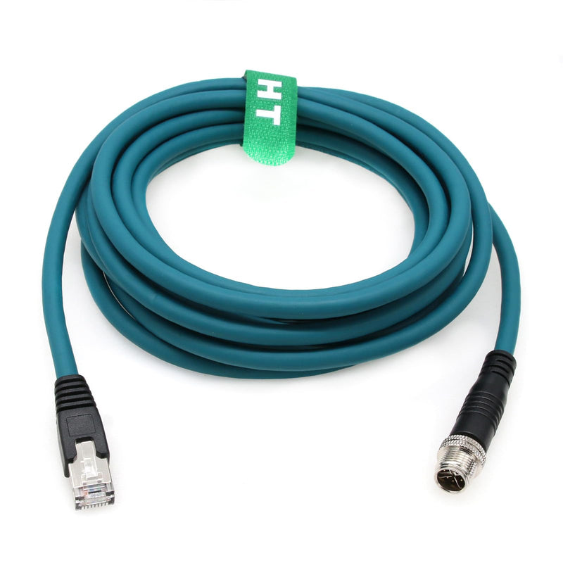 M12 Ethernet 8 Pin X-Code RJ45 CAT-7e GigE Cable for Basler Cognex Vision Camera Sensor Barcode Reader PLC Router Switch Network 1M 1 meter
