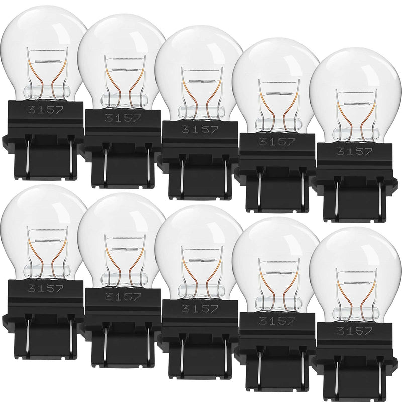 Mudder 10 Pcs 3157 Bulb Tail Light Bulbs Mini Miniature Turn Signal Applications Long Life Taillight Replacement, Plastic Base Automotive Brake for Parking, Side Marker White
