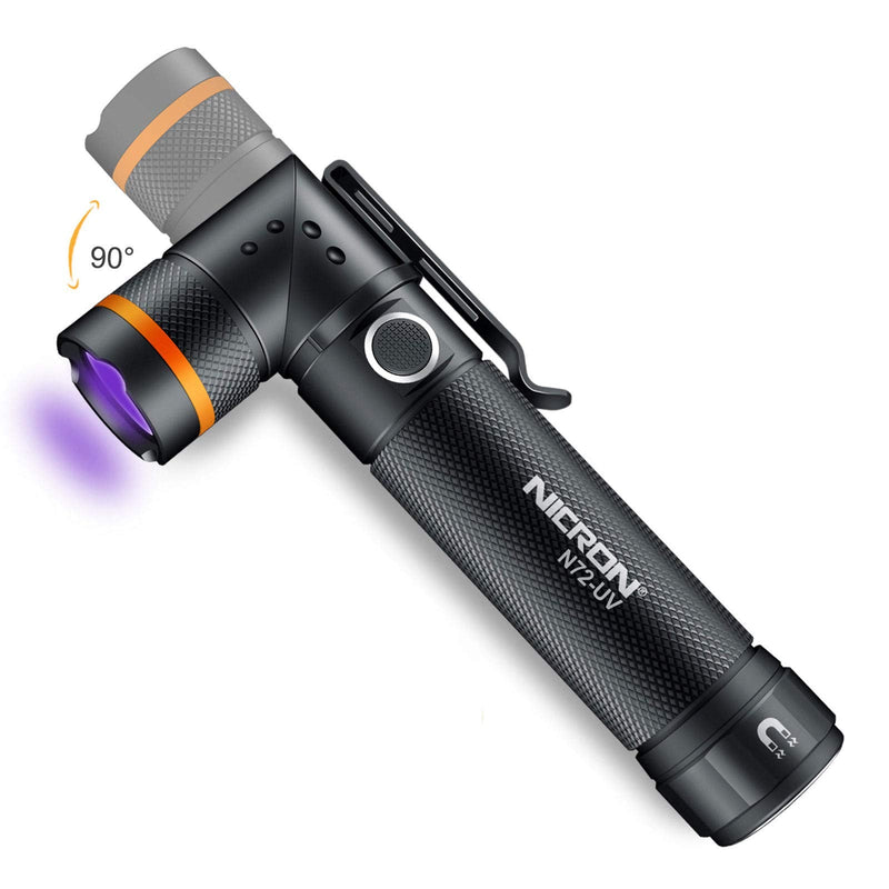 NICRON UV Flashlight, N72-UV 800LM White Light, Freely Switch Between White Light and UV Light Detector for Dog Urine, Wet Stains Bed Bugs,Camping, Outdoor,Maintain (18650/AAA Not Included) Purple