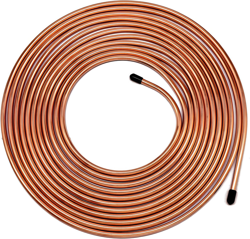 MuHize 3/16 Inch Brake Line Tubing - Upgraded 25Ft Copper-Coated Steel Brake Line Kit for Car Truck Trailer RV, Hydraulic Braking System Corrosion Resistant 3/16 Gold Tube w/ no Fittings