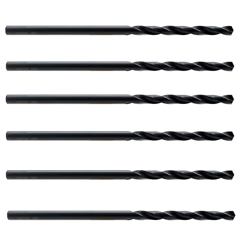 MAXTOOL 1/4"x6" 6pcs Identical Aircraft Extension Drills HSS M2 Extra Long Deep Twist Drill Bits Straight Shank Fully Ground Black; ACF02B06R16P6 6 1/4"x6"