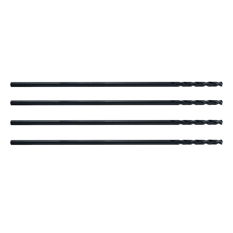 MAXTOOL 3/16"x12" 4pcs Identical Aircraft Extension Drills HSS M2 Extra Long Deep Twist Drill Bits Straight Shank Fully Ground Black; ACF02B12R12P4 4 3/16"x12"