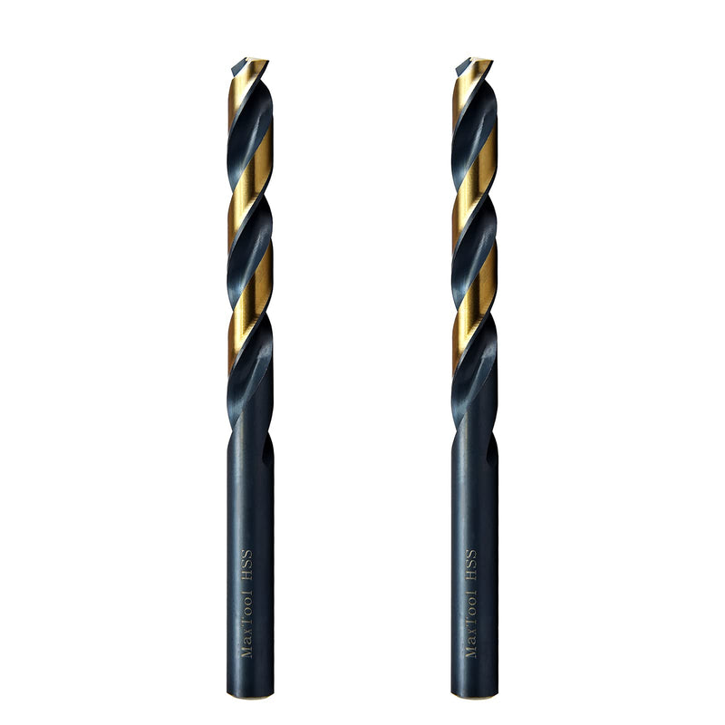 MAXTOOL 17/32" 2pcs Identical Jobber Length Drills HSS M2 Twist Drill Bits Fully Ground Black & Bronze Straight Shank Drills; JBF02H10R34P2