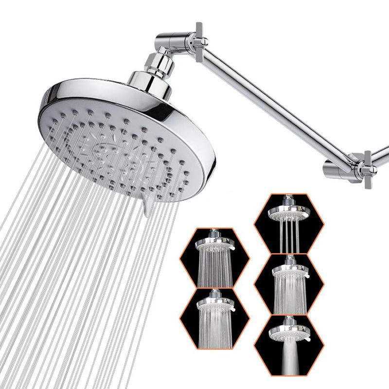 High Pressure Shower Head with 11 IN Adjustable Arm, Rainfall with Shower Arm-Make Water Flow Down Vertically for Better Bathing Experience(5 In, Chrome) 5 In Chrome Finish