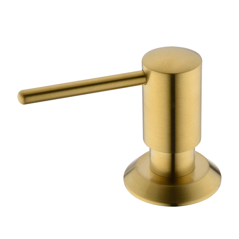 Gold Soap Dispenser for Kitchen Sink, Built in Soap Dispenser Brass, Brushed Gold Pump Head Liquid Lotion Kitchen Commercial with 500ml Bottle