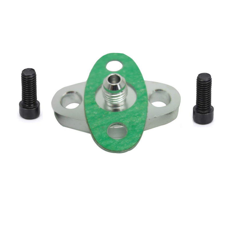Koxuyim 4AN Oil Feed Inlet Flange Gasket Adapter Kitwith Gasket 4-AN Adapter AN4 W/Built In Restricter and Bolts Compatible with T3 T3/T4 T04 T4 For Ball Bearing Turbos
