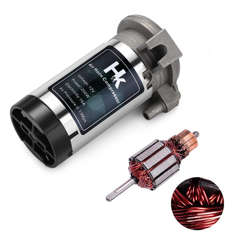 HK Replacement Air Compressor, 12V 150db Air Pump for Horn, Super Loud Car Horn Compressor Kit Chromed Zinc Single Trumpet for Any Vehicle Trucks Lorrys Cars Vans Trains Boats - Silver sliver