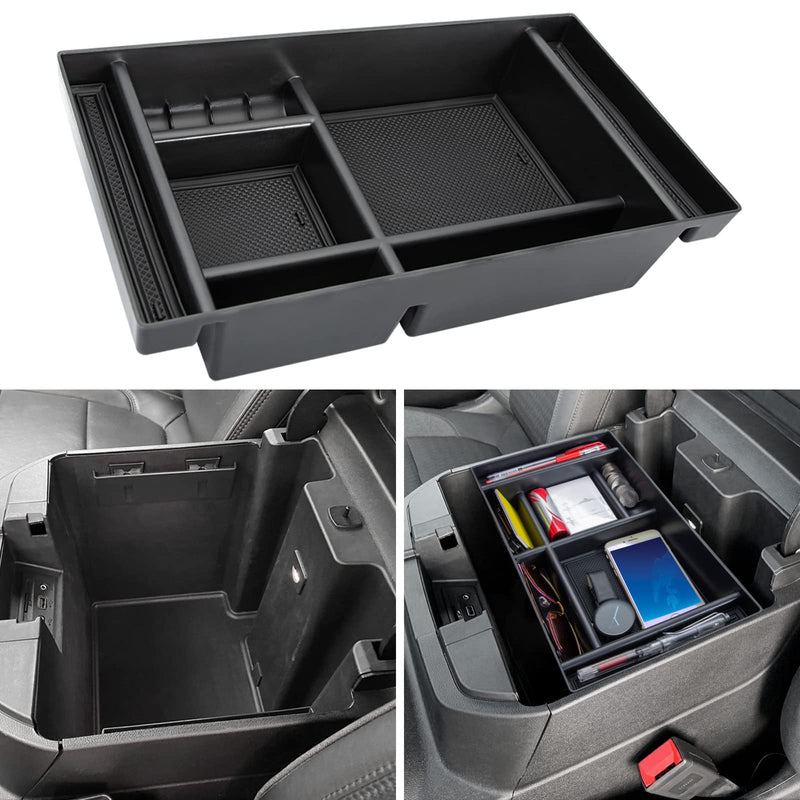 PIMCAR Center Console Organizer Compatible with 2019-2022 Chevy Silverado 1500/GMC Sierra 1500 & 2020-2023 Chevy Silverado/GMC Sierra 2500 HD/3500 HD (Full Console w/Bucket Seats ONLY) Black Trim 19-22 1500 & 20-23 2500HD & 3500HD Black
