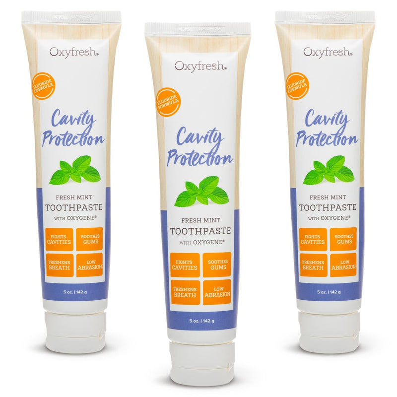 Oxyfresh Cavity Protection – Fresh Mint Fluoride Toothpaste – Low Abrasion Anticavity Toothpaste for Sensitive Teeth – Remineralizing Enamel Repair Helps Prevent Tartar & Cavities - 5 oz (Pack of 3) 3 Pack