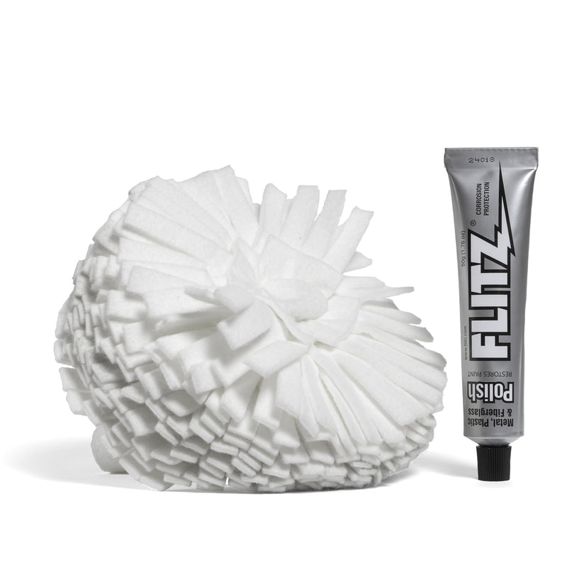 Flitz Buff Ball Car Buffer Drill Attachment with Self-Cooling Design, Never Burns and No Exposed Hardware to Prevent Scratches, Buff and Polish Any Surface, Machine Washable, 7 Inch, White 7-Inch