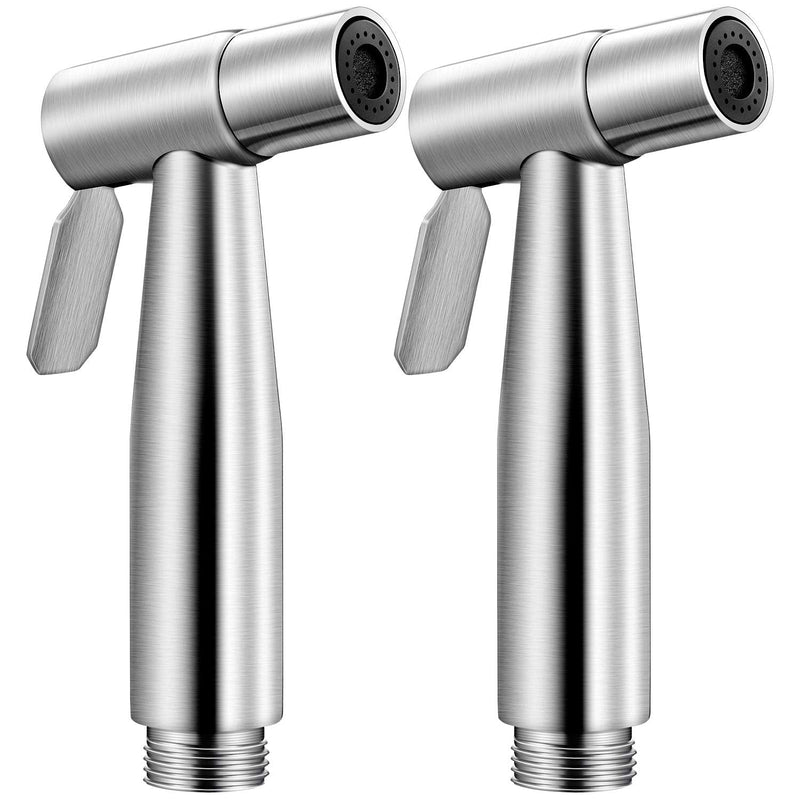 Bidet Spray Heads Set of 2 Stainless Steel Hand Bidet Spray Heads for Bathroom Kitchen and Toilet Cleaning Silver