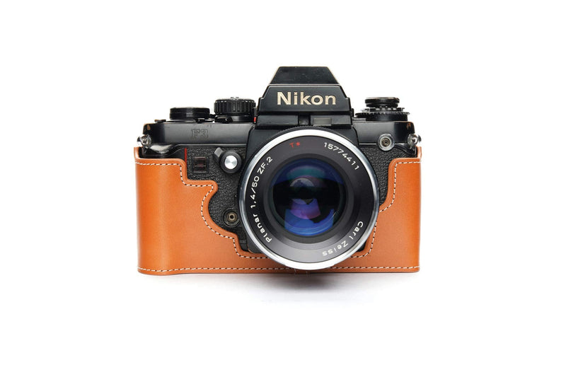 F3 Case, Handmade Genuine Real Leather Half Camera Case Bag Cover for Nikon F3 F3HP F3AF F3T Camera With Hand Strap (Yellow) Yellow