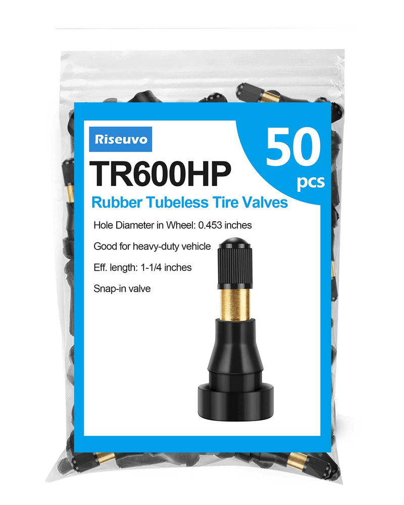 Riseuvo 50pcs TR600HP High Pressure Tire Valve Stem High-Pressure Tubeless Snap-in Valves .453 Good for Larger or Heavy-Duty Vehicle TR600