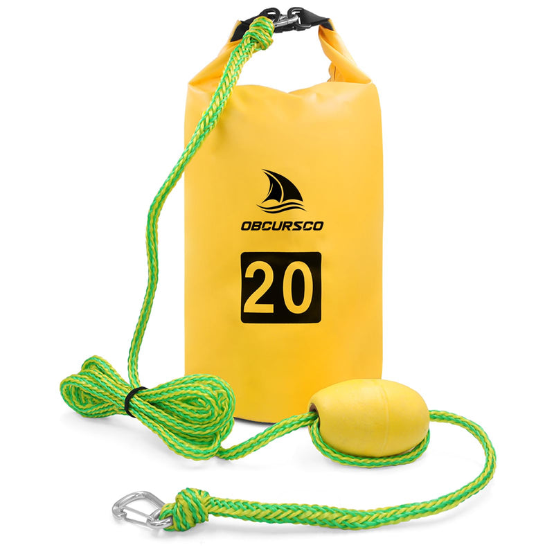 Obcursco 20L Jet Ski Anchor Kit PWC Anchor 2 in 1 Sand Bag Anchor for Float with Adjustable Buoy, PWC Sandbag Anchor for Jetski, Kayak, Seadoo, Paddle Board, Waverunner, Watercraft, and Swim Mat… yellow