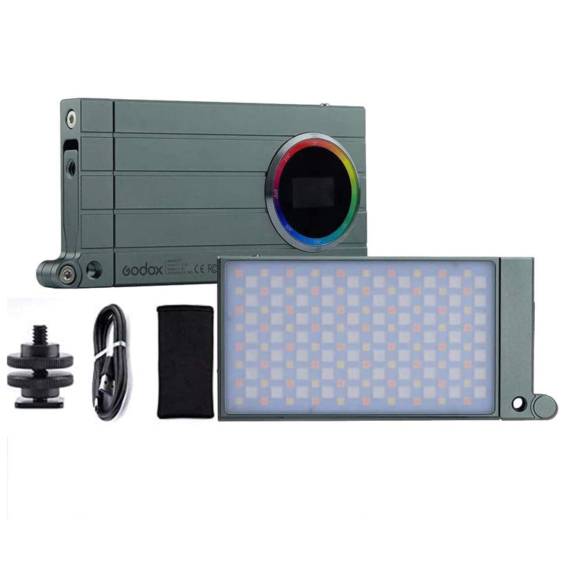 Godox M1 RGB Mini Creative Light,Led Video Light,13W 2500k-8500k Adjustable,CRI97 TLCT 97 RGB 0-360 Full Color,Music Beats Light Function and 40 FX Lighting Effects with Aluminum Alloy Shell(Green) Green