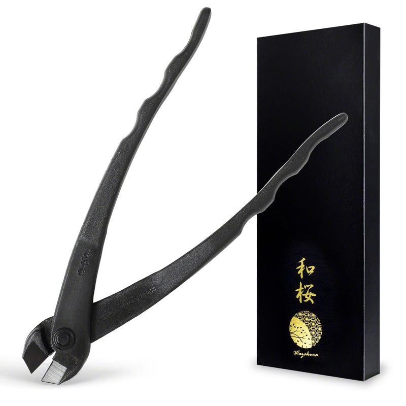 Wazakura Hand Forged Bonsai Tree Wire Cutter Made in Japan 195mm (7.7inch), Japanese Garden Tool, Rounded Ends for Bonsai Styling Wires - Black