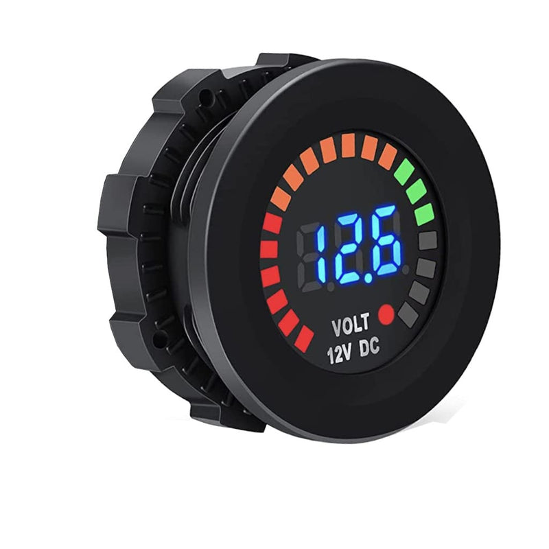 MGI SpeedWare 12vDC Voltmeter Gauge with Blue LED Digital Display (Short Body) 12V Short Body