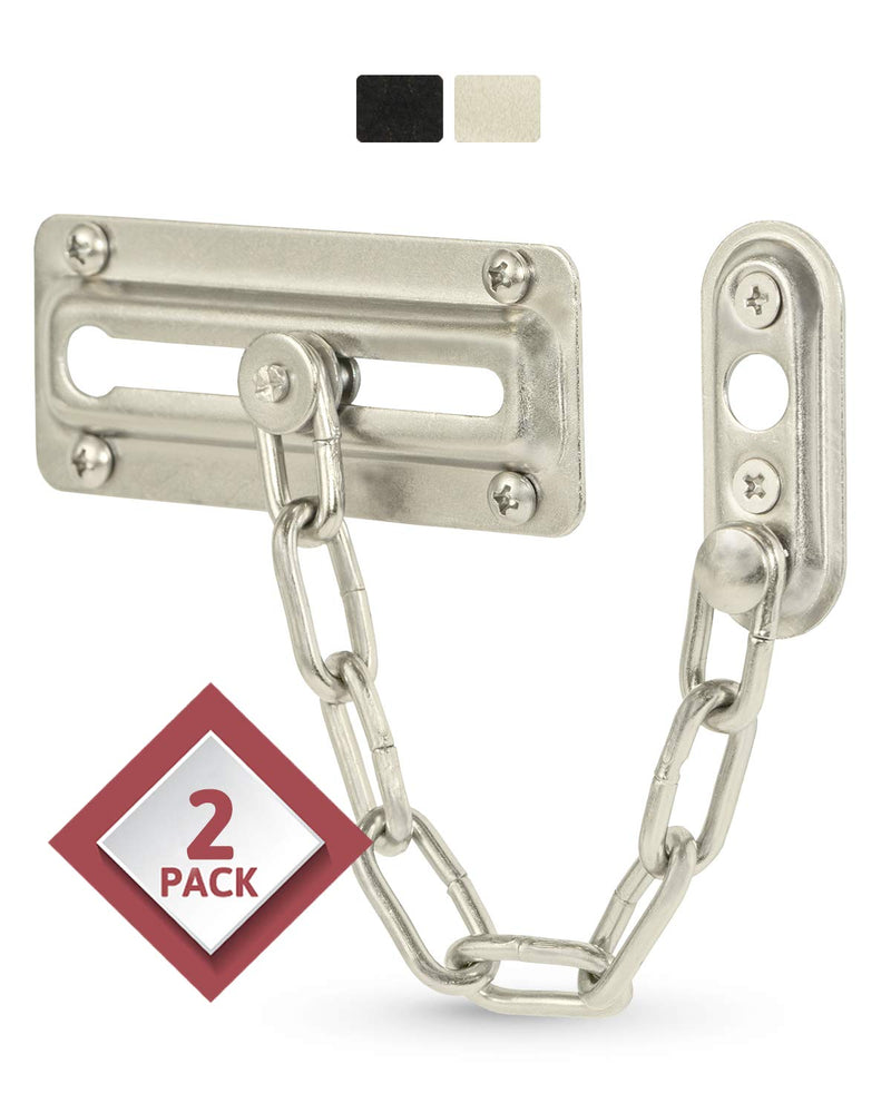 Jack N'Drill 2 Pack Door Chain Lock, 100% Child Proof Safety Chain Door Lock, Sturdy & Rust-Resistant Steel, Heavy Duty Chain Locks for Inside Door and Extra Front Door Lock (Satin Nickel) 7.79″ Chain Length - Satin Nickel
