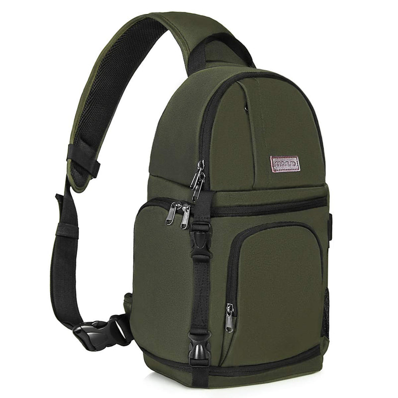 MOSISO Camera Sling Bag, DSLR/SLR/Mirrorless Camera Case Camera Backpack | Shockproof Photography Bag with Tripod Holder&Removable Modular Inserts Compatible with Canon/Nikon/Sony/Fuji, Army Green