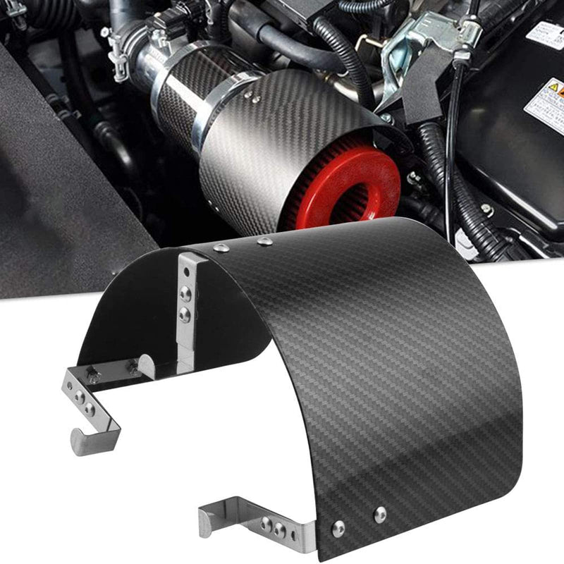 RULLINE Universal Air Intake Filter Cover Heat Shield Stainless Steel Carbon Fiber Cover compatible with 2.5-3.5" Cone Filter