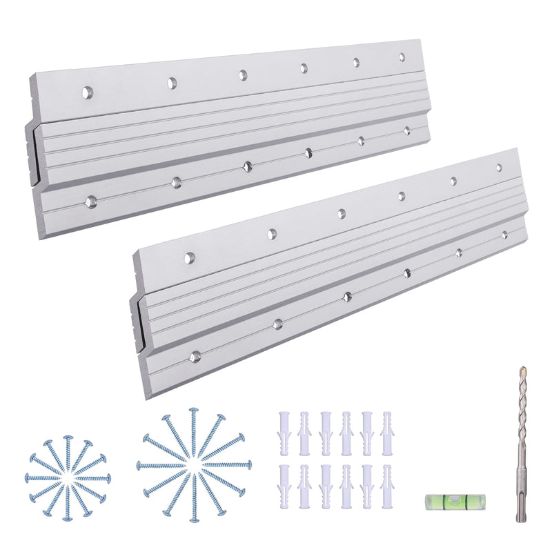 French Cleat Hanger 12 Inch - 2 Pairs - Aluminum Z Clips/Bar Interlocking Wall Mounting Bracket Hardware Kit for Hanging Mirrors, Picture, Shelf, Headboard, Cabinet, Whiteboard, Art, Frames 12 inch, 2 Pair(4 Pcs)